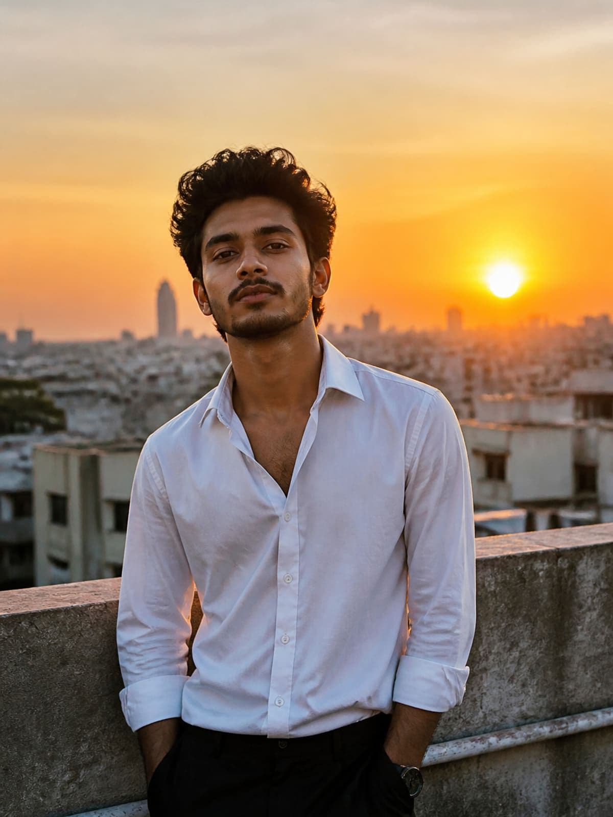 Rooftop sunset creator portrait